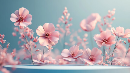 Flower background e-commerce product exhibition booth