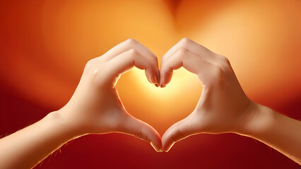 Obraz premium Heart shape hands on a warm background