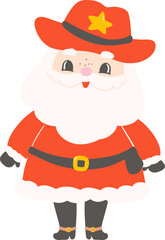 Cute Retro Cowboy Santa Flat Design