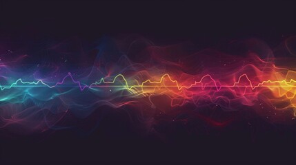 Abstract wavy colorful lines on dark background.