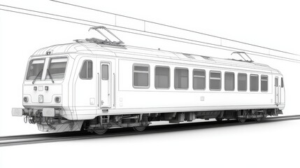 Naklejka premium Train Outline, Vector Illustration in Black and White for Coloring Activities and Design Elements