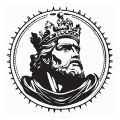 Royal King Face Image Vector Design  isolated on white background.