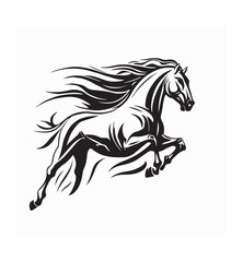 Running Horse Image Vector. Black and white vector illustration of a horse running isolated on white background.