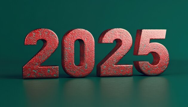 Red metallic numerals represent the year two thousand twenty five