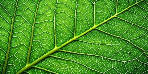 Vibrant green leaf with intricate vein pattern, green, leaf, nature, close-up, detail, veins, botanical, foliage, vibrant, pattern