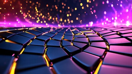 Obraz premium A colorful image of a purple background with yellow and orange dots