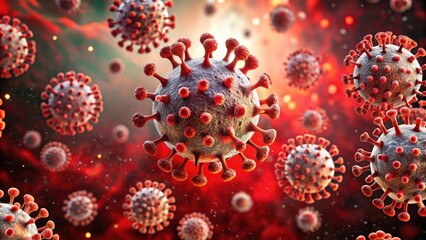 render of coronavirus particles floating in human blood, coronavirus, COVID-19, virus