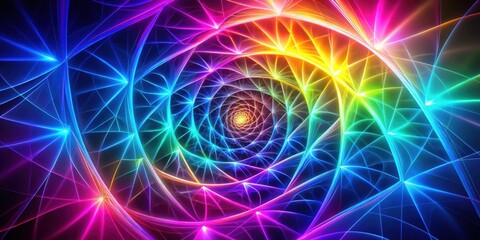 Geometric neon fractal spiral lines abstract background, neon, fractal, spiral, lines, abstract, background, geometric, design