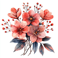 A Beautiful floral bouquet featuring red and pink flowers with delicate leaves, perfect for expressing love and affection