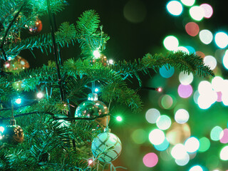 Tokyo,Japan - December 18,  2024: Christmas tree ornament at night in Japan
