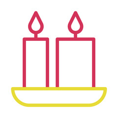 Two candles on a holder. Concept of celebration, spirituality, and hope.