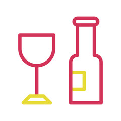 Wine bottle and glass icon. Concept of celebration, relaxation, and enjoyment.