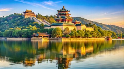 Naklejka premium Natural and cultural beauty of the Summer Palace in Beijing, China, Summer Palace, Beijing, China, landscape, architecture