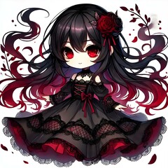 Naklejka premium Crimson Whisper Chibi