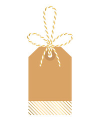 Isolated golden stripes kraft paper background for gift tied up with cotton gold white rope bakers twine. Packing string for decoration, present. Vector EPS10, png