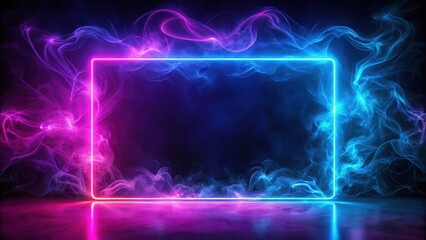 Neon electric border over empty space with futuristic smoke backdrop, neon, electric, border, empty area, futuristic