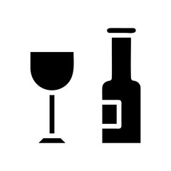 Wine glass and bottle icon. Concept of celebration, party, and alcohol.