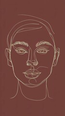 An artistic line drawing of a face in a continuous, flowing stroke.
