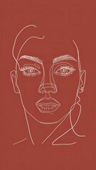 An artistic line drawing of a face in a continuous, flowing stroke.
