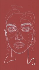 An artistic line drawing of a face in a continuous, flowing stroke.