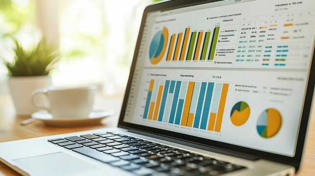 Close-up of a laptop screen with trending product data A professional analyzing graphs for actionable business insights and planning