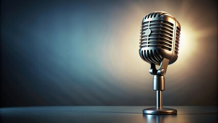 render retro microphone on background, retro, microphone, vintage, music, audio, sound, technology, radio, podcast