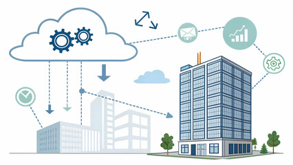 ERP on cloud and enterprise and efficiency concept as Enhance enterprise efficiency with cloud based ERP streamlining workflows and optimizing resource utilization effectively. in  Photo Stock  Concep