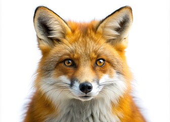 Fototapeta premium Crisp, isolated macro photo of a fox against a white background; high-resolution PNG.
