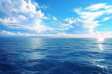 Fototapeta premium serene seascape vibrant ocean sky impressionism