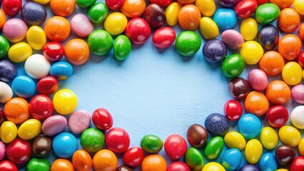 Colorful candies arranged on a glossy surface, sweets, candy, colorful, bright, shiny, reflection, treats, confectionery