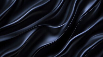 Fototapeta premium rich black satin background featuring gentle waves and folds, creating luxurious and elegant texture. smooth surface reflects light beautifully, enhancing its depth and allure