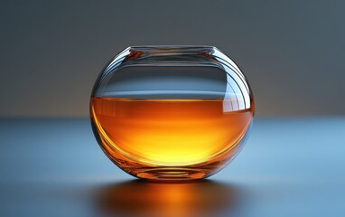 Golden Liquid in Glass Orb Scientific Experiment 3D Rendering