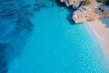 Fototapeta premium A beautiful blue ocean with a rocky shoreline