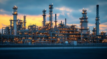 A double exposure composition of an engineer in a helmet set against an oil plant, capturing the interplay of safety, technology, and environmental priorities.