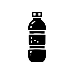 Water Bottle Icon: A simple, bold silhouette of a plastic water bottle, perfect for illustrating hydration, fitness, or healthy lifestyle concepts.  
