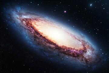 Obraz premium A spiral galaxy with a bright yellow center