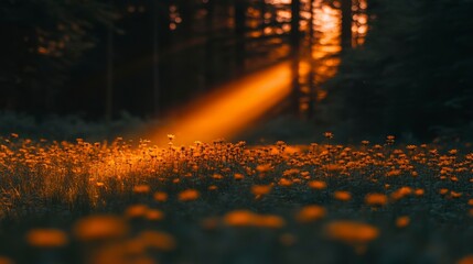 Rays of sunlight breaking through a dense forest canopy, a realistic image reflecting the significance of environmental conservation for biodiversity.