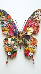 A Floral Butterfly Artwork Composed of Many Different Flowers