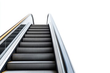 Fototapeta premium Modern escalator against minimalist white background in cool setting