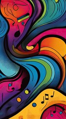 Fototapeta premium Abstract Colorful Swirling Music Notes Design