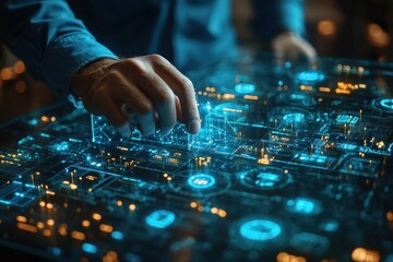 Sales Growth Visualization by Businessman Interacting with Digital Charts for E-commerce Success