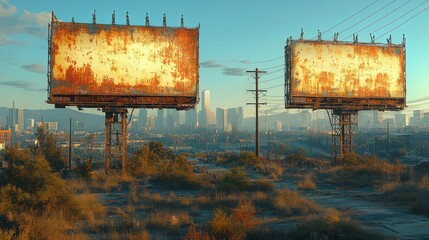 Cyberpunk Billboards Urban Landscape Illustration