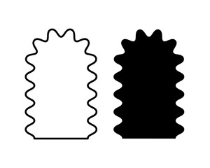 Arch frame and shape with wavy borders. Curvy archways with scalloped edges. Windows or mirrors, portals or doors, empty text boxes isolated on white background. Vector graphic illustration.