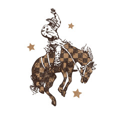 Western Cowboy Checker Horse Star PNG #162