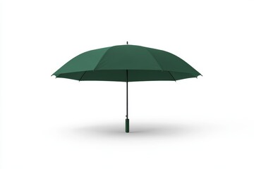 Obraz premium Green umbrella on white background: minimalist design for rain protection