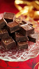 Dark Chocolate Cubes Sprinkled With Gold