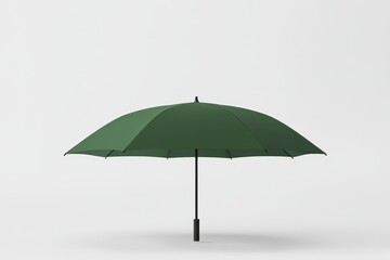 Green umbrella on minimalist white background