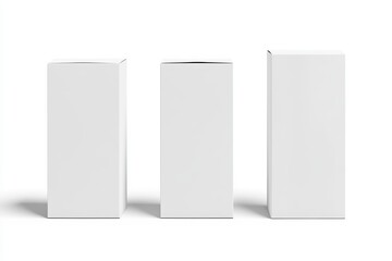 Naklejka premium Three plain white boxes on minimalistic background