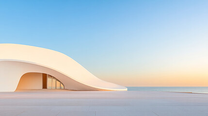 Fototapeta premium Minimalist seaside architecture square background