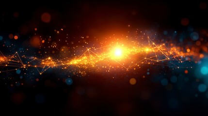 Black background with elegant connected lines and dots representing digital communication and networks perfect for royalty-free business stock footage.